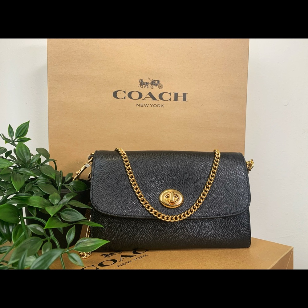 Coach chain crossbody canvas bag